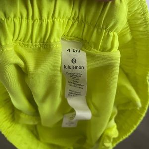 Neon yellow Lululemon shorts